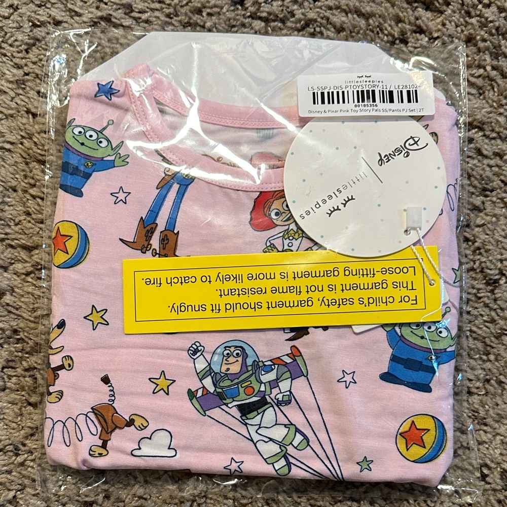 NIB Little Sleepies Pink Toy Story 2-piece pajama set 2T